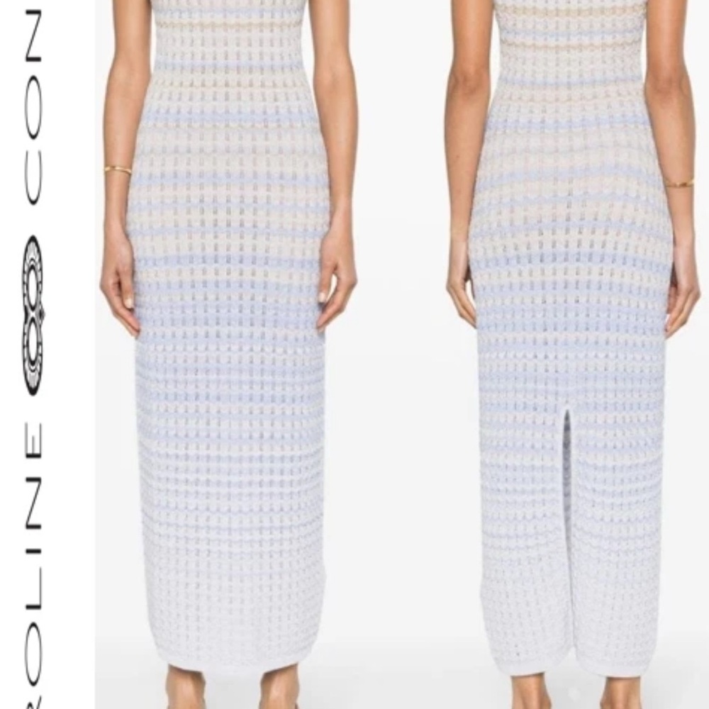 Caroline Constas Blue and White Midi Dress
